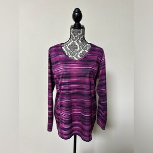 St. John's Bay Quick Dri Purple Striped Long Sleeve Top XL